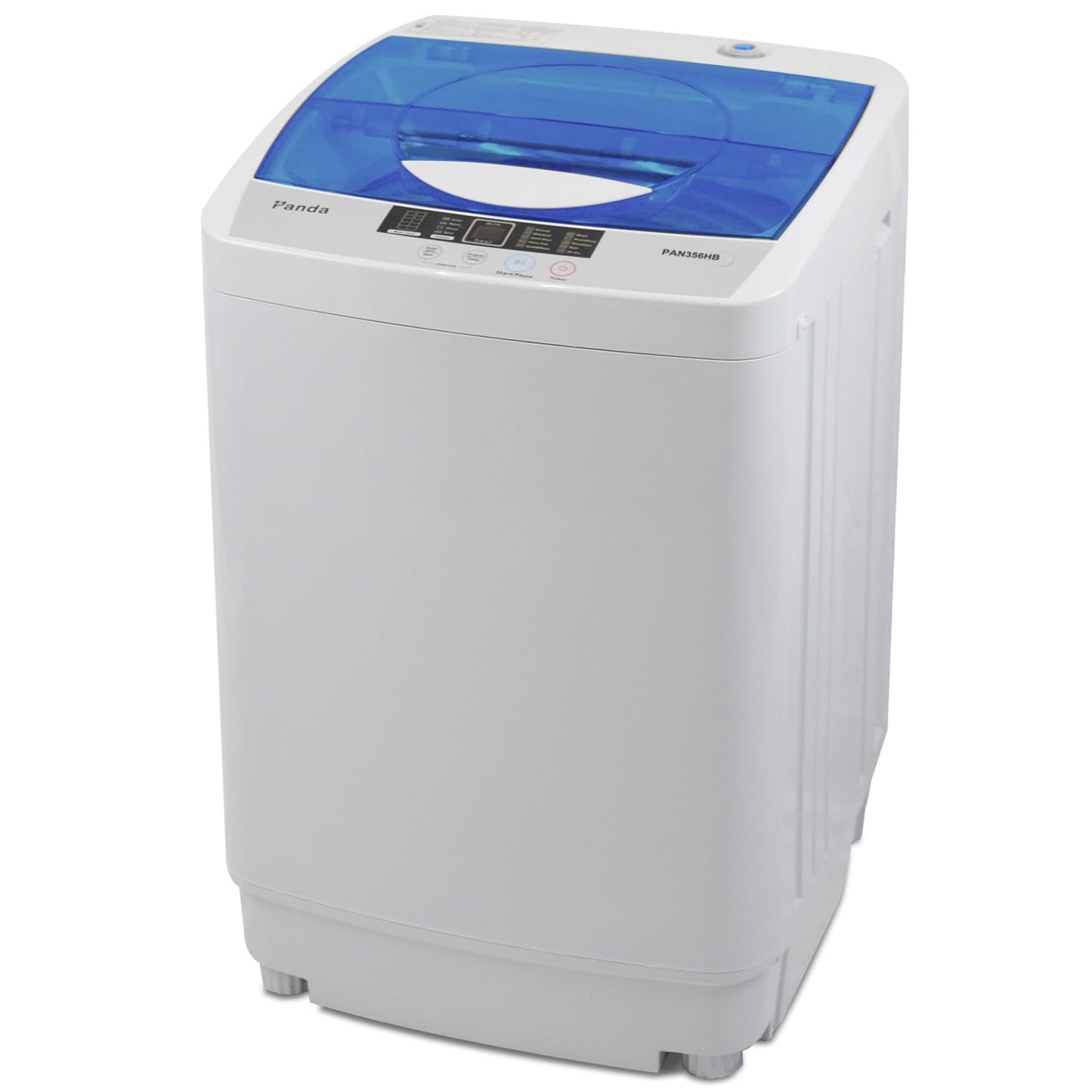 Panda 1.34 Cu.ft Portable Washing Machine, Fully Automatic Laundry Washer with Built-in Drain Pump, Top Load Clothes Washer 10 LBS Load Volume for Apartment and Household, Blue Transparent Lid