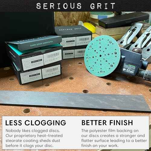 Serious Grit - 6-Inch 49-Hole High Grit Sanding Discs Assortment - 320, 400, 600, 800, 1000 Grit (10 of Each) - Wet Dry Hook & Loop Film Discs - Sandpaper for Random Orbital Sanders - 50 Pack Box
