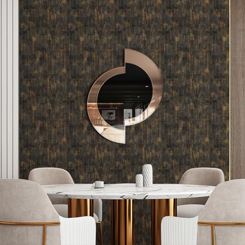 GaliGali Peel and Stick Wallpaper,Vintage Metal Self-Adhesive Wall Paper, Industrial Metal Concrete Gold Black Modern Stick Removable Wallpaper Contact Paper 17.3"x118", No.A07019J-3