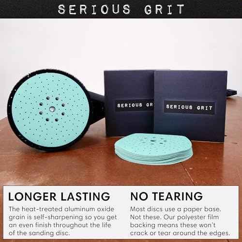 Serious Grit - 225mm 9-Hole 120 Grit Drywall Sanding Discs - Fits Festool Planex LHS 225 Sanders - Heavy-Duty Hook & Loop Film Abrasives - Dust-Free Multi-Hole Drywall Sander Sandpaper - 25 Pack
