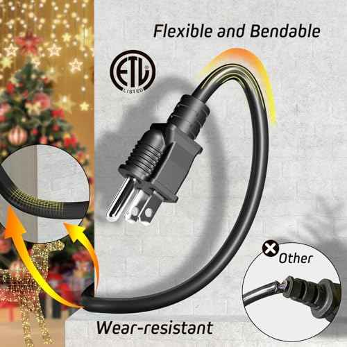 Eversimpleinc Black 1 to 4 Splitter Extension Cord (Combined 74 FT, End to End 56 FT), 3 Prong Plug with 4 Extended Outlets, with Weatherproof Covers for Indoor and Outdoor