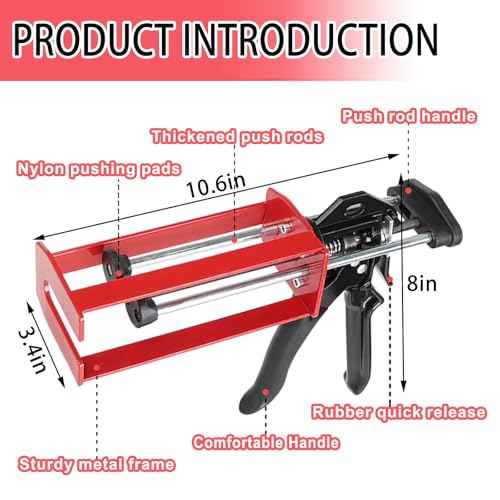 200ml Dual Cartridge Epoxy Gun, 1:1 & 2:1 Ratio Manual Adhesive Applicator for 2-Part Epoxy, Dual Component Glue, Panel Bonding, Structural Repairs, Fillers, and Plastic Repair
