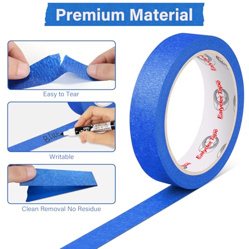 6 Rolls Blue Painters Tape, Premium Masking Tape, Paint Tape for Multi-Purpose, Painting, DIY Crafts (0.94-Inch x 22-Yard) Protects Surfaces, Easy Removal, Total 132 Yds