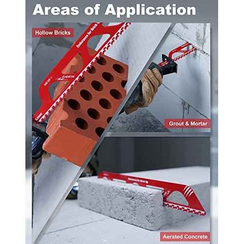 EZARC Demolition Masonry Reciprocating Saw Blades 12 Inch/18 Inch, Carbide Sawzall Blades for Cutting Aerated Concrete and Hollow Brick, 2-Pack