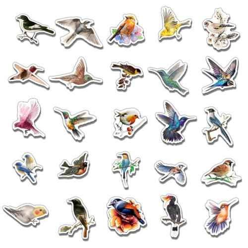 Pack 50 Pcs Cute Animal Bird Stickers for Water Bottles Waterproof Laptop Luggage Computer Scrapbooking Teens Adults Girls Kids Boys Aesthetic Sticker Packs Small Vinyl Decals