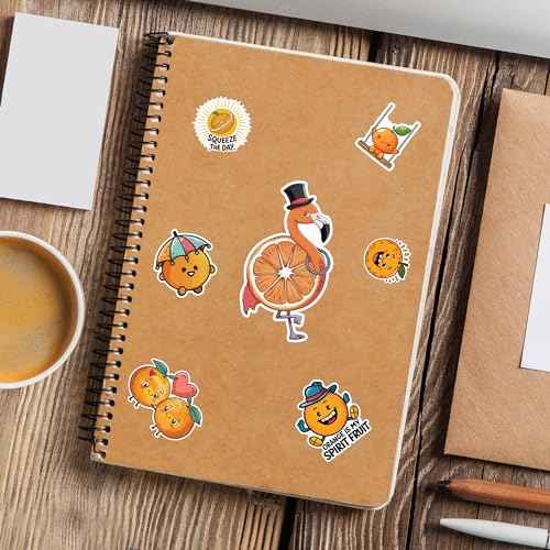 Fruit Orange Stickers 50 Pieces Vinyl Waterproof Decal for Laptop Water Bottle Phone Car Window Bike Motorcycle Stakeboard Scrapbook Oranges Sticker Gifts for Kid Adult