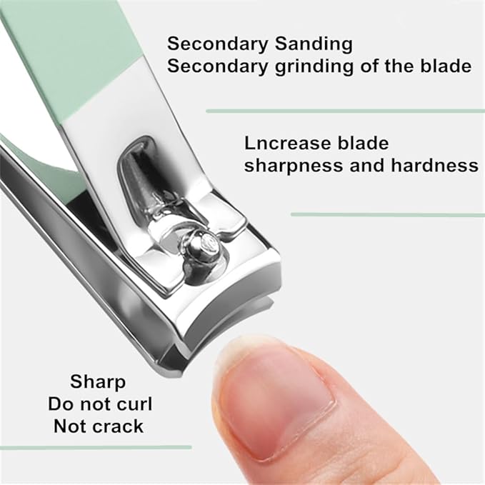 QURIPE 7pcs Manicure Set, Nail Clippers Kit, Stainless Steel Manicure Kit, Nail Clipping Tools Portable Travel Grooming Kit, The Best Gift with Luxurious Case (Green)