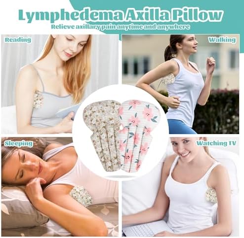 Lymphedema Axilla Pillow Armpit Pain Relief Mastectomy Recovery Supplies, 4PCS Cotton Lumpectomy Mastectomy Pillows Post OP Multicolor Breast Surgery Pillow (Pink Brown)
