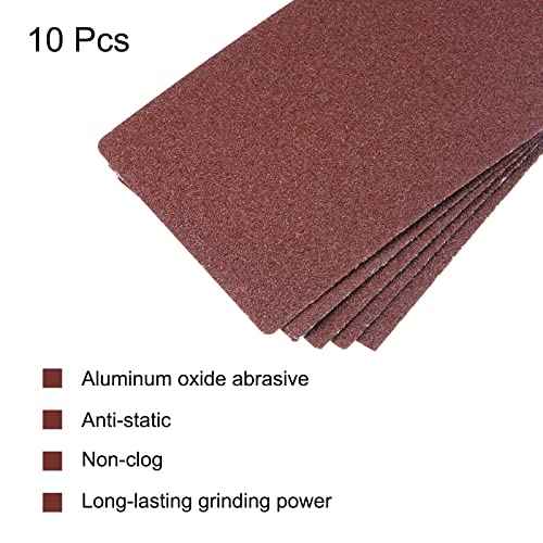 uxcell 10 Pcs 40 Grit Sandpapers 9" x 3.7" Aluminum Oxide Sanding Sheets Hand Sander Papers for Wood Furniture Finishing