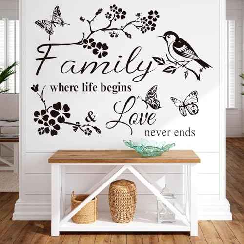 Wall Decor Sticker Family Letter Vinyl Wall Art Decal Removable Wall Stickers Quotes Family is Everything Decals Art Mural Home Decor for Living Room Dining Room Kitchen.£¨Black£©