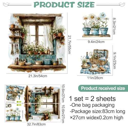 3D Fake Window Wall Stickers Green Plant Potted Wall Decals Daisy Green Leaf Wall Art Natural Scenery Wildflower Blossom Vinyl Removable Wall Mural for Kids Bedroom Kitchen Home Decoration 026