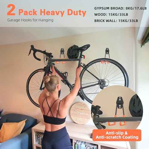 Garage Storage Organization Wall Mount Garden Tool Organizer 32 Inch, 330lbs Adjustable Heavy Duty Metal Hooks, Garage Storage System for Tools, Bikes & Sports Gear Father's Day Gift