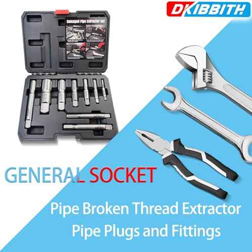 Pipe Extractor Set, 9-Piece Heavy Duty Steel Broken Pipe Extractors for Removing Damaged Threaded Pipes & Fittings from 1/8" to 1", with Durable Storage Case, Ideal Tools for Plumbers Mechanics DIY