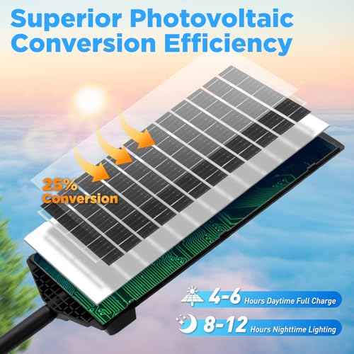 Solar Street Lights Outdoor Waterproof, 60000LM LED Solar Lights Outdoor Dusk to Dawn w 12000mAh Battery, 6500K Solar Flood Security Light Motion Sensor with 65FT Remote & Metal Light Bracket , 2 Pack