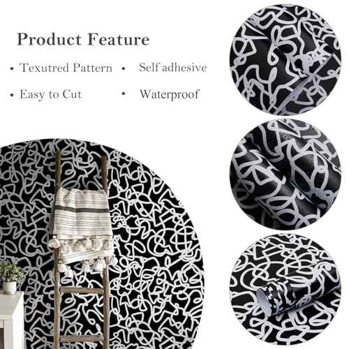 Ismoon 17.3"x118" Peel and Stick Wallpaper Black and White Contact Paper Black Modern Striped Removable Self-Adhesive Wall Paper Renter Friendly Wallpaper for Bathroom Bedroom Cabinets Decor Vinyl