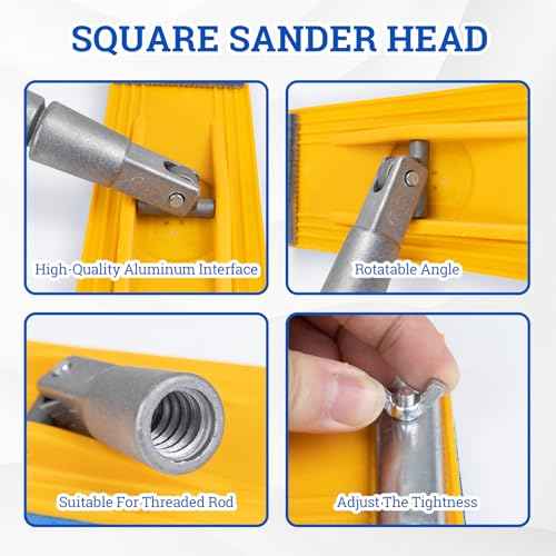 Drywall Pole Sander With 118in Splicing Pole,2 Sander Heads,15sanding Sheets (80,100,180,240,320 Grit),Suitable For Wall Painting, Cleaning and Polishing