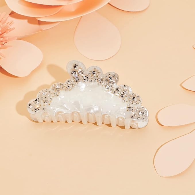 LILIE&WHITE Ivory Acrylic Butterfly Hair Clip with Shinny Rhinestones, Medium Size, Hair Clip for Women