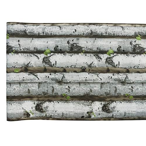 HAOKHOME Forest Wallpaper Peel and Stick Wood Birch Tree Removable Grey/Brown/Green Vinyl Contact Paper Self Adhesive Mural 17.7in x 9.8ft