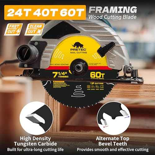 7 1/4¡° Circular Saw Blade, 24T&40T&60T ATB Circular Saw Blade Fine Finish, 5/8" Arbor, TCT, Anti-Vibration, Teflon Anti-Stick, Miter Saws Blades for Wood, MDF, OSB, Laminated, Plywood (3Pack)