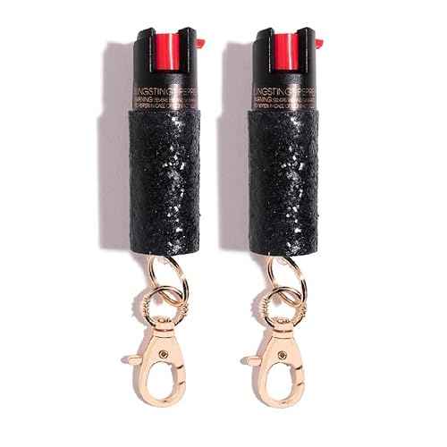 BLINGSTING Pepper Spray for Women - Maximum Strength OC Self Defense Spray - 12 ft Range - UV Marking Dye for Police ID - Swipe Safety Lock, Compact & Fashionable Keychain