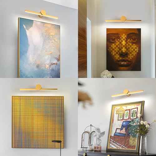 ZitoStory Battery Operated Picture Light for Wall with Remote,Wireless Dimmable Art Lights for Paintings Rechargeable Gallery Light Artwork Lighting for Canvas, Portrait (Gold,20'' Inch)