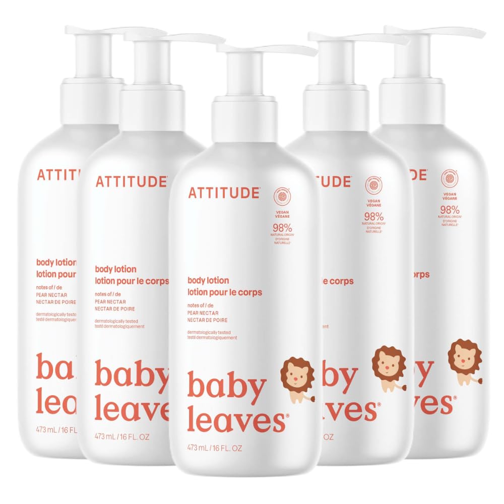 ATTITUDE Baby Lotion, EWG Verified Moisturizer, Dermatologically Tested Moisturizing Cream, Vegan and Cruelty-Free, Pear Nectar, 16 Fl Oz (Pack of 6)