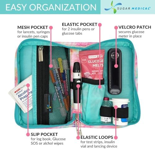 Sugar Medical Diabetes Supply Case | Medical Supplies Travel Bag | Glucose Meter Organizer | Diabetic Care Products | Glucometer Kit (Dream)
