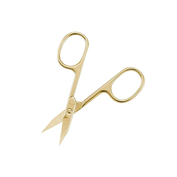 LIVINGO Sharp Curved Nail Cuticle Scissors, Premium Stainless Steel Blade for Manicure Pedicure Fingernail Toenail Beauty Grooming Cutter with Case, 3.5" Gold