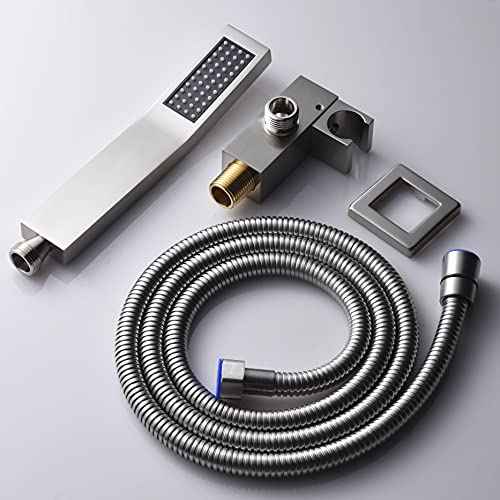 Brushed Nickel Solid Brass Shower Wand High Pressure Handheld Shower Head Detachable with 59inch Stainless Steel Shower Hose and Adjustable Bracket Set