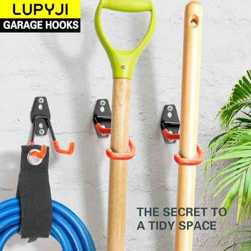 18 Pack Heavy Duty Garage Hooks, Utility Wall Mounted Storage System, with Anti-Slip Coating Hanger, for Hanging Power and Garden Tools, Ladders, Bikes, Ropes and Bulk Items