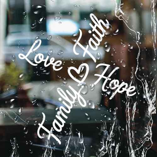 Love Faith Hope Family Cross Decal Christian Inspirational Vinyl Sticker Religious Quote Waterproof for Car Laptop Wall Bible Gift 7 x 6,4 Inches