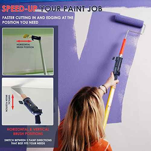 Aolamegs Multi-Angle Paint Brush Extension Tool for High Ceilings,Suitable for Fixing On Standard Threaded Extension Rod