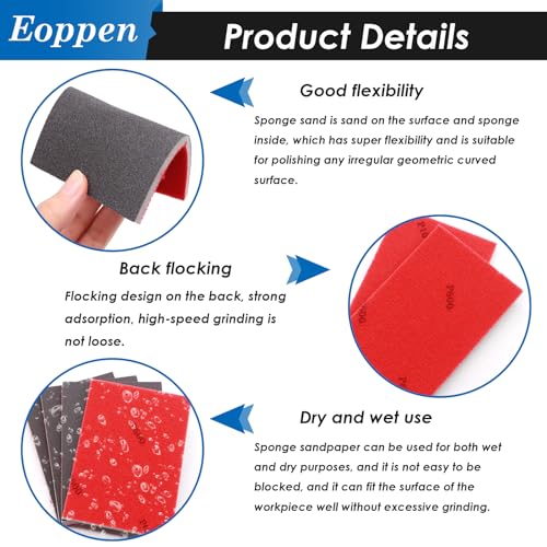 22Pcs 320-2500 Grit Sanding Sponge Set, Ultra Fine Sanding Pads Soft Foam Sanding Block Wet Dry Sandpaper for Wood, Metal, Wall Polish