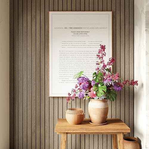CRE8TIVE Brown Wood Slat Wallpaper Peel and Stick 12"x80" Natural Wood Grain Contact Paper Waterproof Self Adhesive Wooded Stripe Wood Panel Look Wallpaper Vinyl Wrap for Kitchen Countertops Cabinets