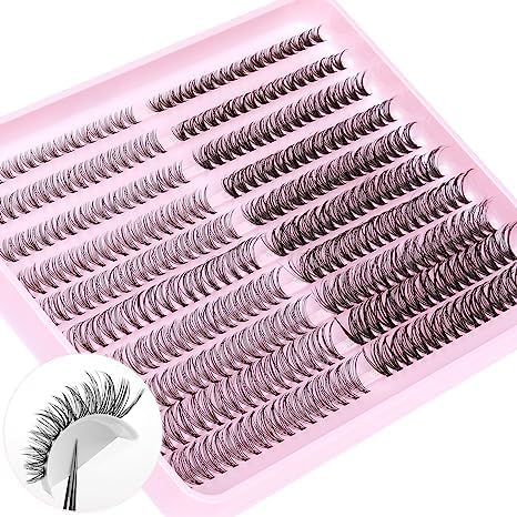 Geeneiya 20D+40D Lash Extension Kit Wispy Lash Clusters Kt Natural Cluster Eyelash Extensions with Waterproof Lash Bond and Seal