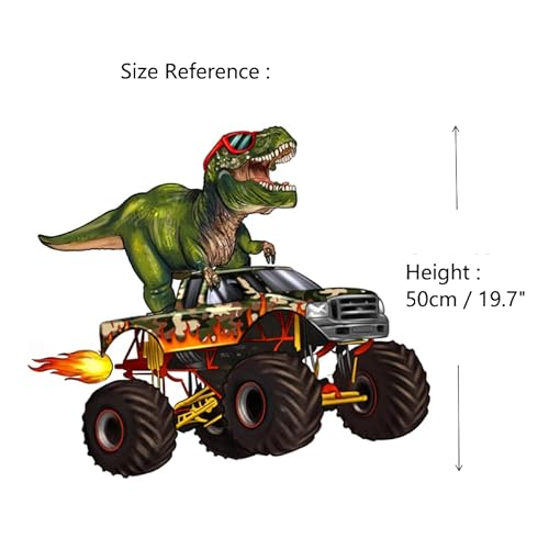 Monster Dinosaur Truck Wall Decals Peel and Stick for Boys Room Decor, Vinyl Monster Dinosaur Truck Wall Stickers Murals for Boys Bedroom Decor