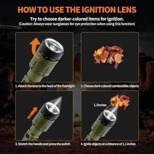 Tactical Flashlight High Lumens, 5000mAh USB-C Rechargeable, 3000lm Bright Flashlights 5000 FT Beam, 5 Modes, Zoomable, 7-32H Runtime, with Lens, for Camping, Hiking, Emergencies