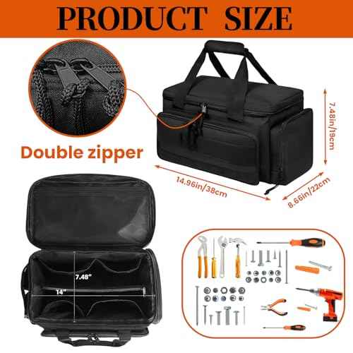 Tool Bag with Anti-friction Bottom, Hand Tool Tote Storage Organizer for Men, Tactical Range Bag, Electricians Tool Organizer Storage for Repairman, Carpenters, Handyman
