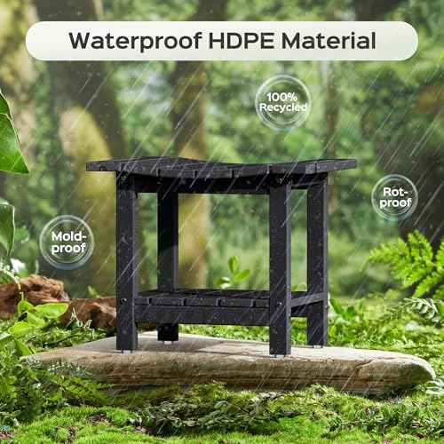 LyriFine Shower Bench - HDPE Waterproof Shower Bench for Inside Shower, 18.7" Shower Stool with Shower Head Holder, 350lbs Shower Seat with Storage Shelf, Shower Chair for Bathroom Indoor Outdoor Use
