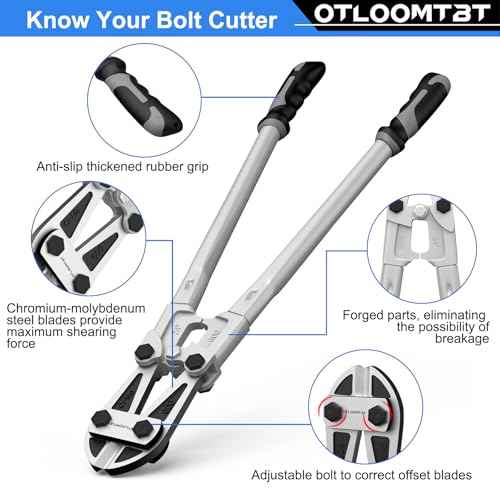 24 In Heavy Duty Bolt Cutter - Industrial Chromium Molybdenum Steel Ergonomic Design, Effortless Cutting for Locks, Chains, Fences & Rebars | Long Lifespan for Construction, Locksmiths & DIY