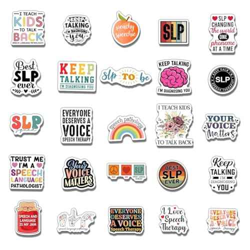 Pack 50 Pcs SLP Speech Language Pathology Stickers for Water Bottles Waterproof Laptop Luggage Helmet Computer Teens Adults Girls Aesthetic Funny Sticker Packs Small Vinyl Decals