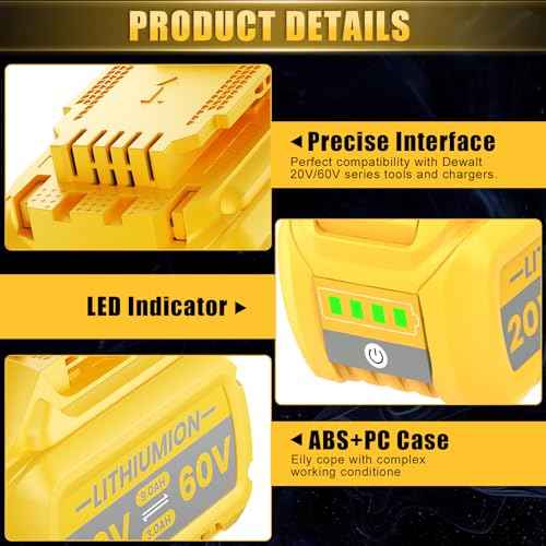 1Pack 9.0Ah Replacement for Dewalt 20V 60V Flexvolt Max Battery Compatible with DCB609 DCB606 DCB612 DCB200 DCB201 DCB203 DCB204 DCB206 DCB207 DCB209