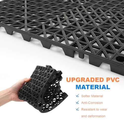 Modular Interlocking Drainage Tiles, 12 Pcs 11.6" x 11.6" Non-Slip Splicing Drainage Mats with Holes, Soft PVC Floor Cushion for Restroom, Bathroom, Kitchen, Deck, Pool, Patio, Balcony, Yard