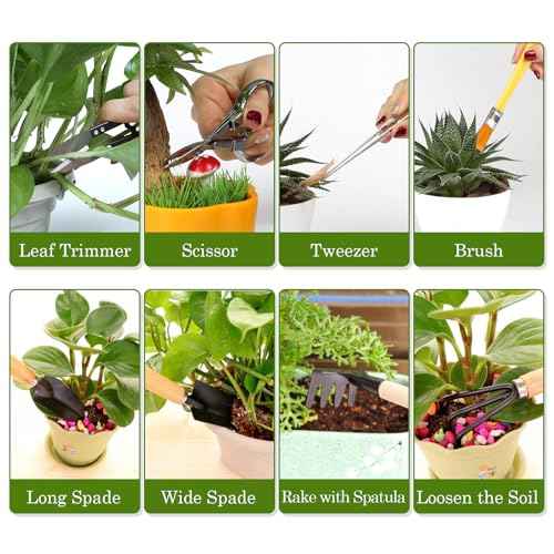 9 Piece Basic Bonsai Tools Set, Includes Pruning Shears, Mini Rake, Fold Scissors and More