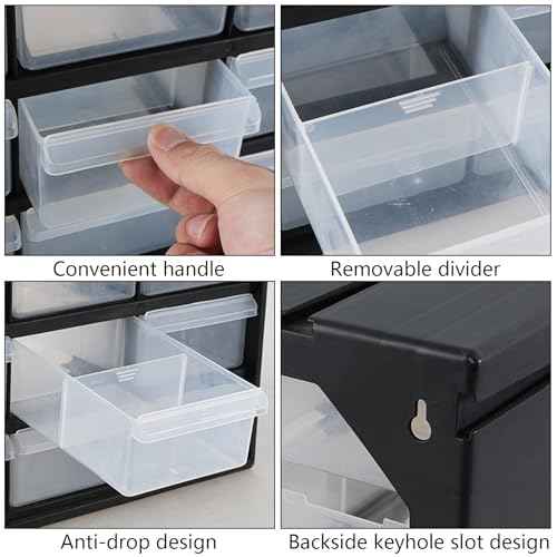 Plastic Drawer Storage Cabinet, 9-Drawer Plastic Drawers Organizer for Small Parts