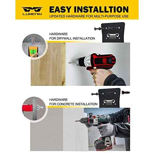 LUMENIX Heavy Duty Door Storage Hangers Bracket, Wall-Mounted Systems Kits Doors Holder Racks Compatible with 1956-2025 Jeep Wrangler CJ YJ TJ JK JKU JL JLU LJ JT (4 PCS, Animal Pattern)