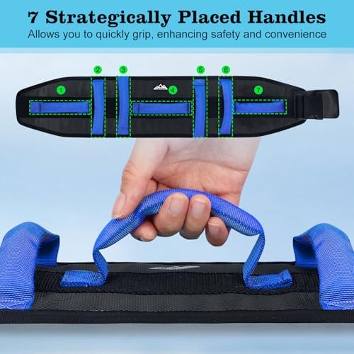 supregear Gait Belt - Anti-Slip Transfer Aid with 7 Handles and Quick-Release Buckle, Perfect for Senior Care, Black