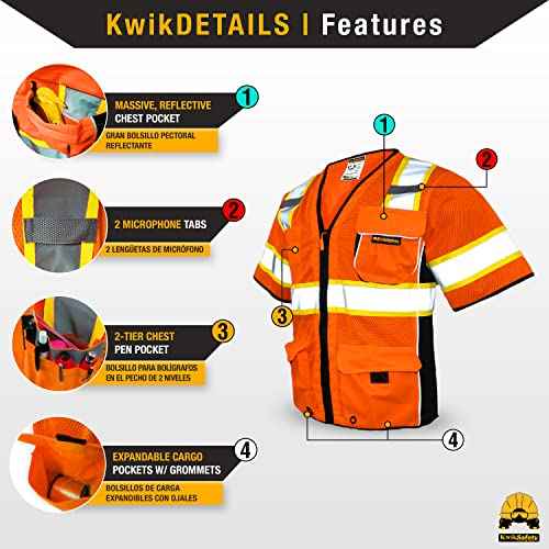 KwikSafety - Charlotte, NC - Men's & Women's Class 3 Safety Vest PPE Hi Vis Reflective ANSI OSHA