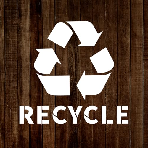 MAGJUCHE Recycle with Text Stencil 12 Inches, Reusable Clean Stencil for Painting DIY Crafts Decor
