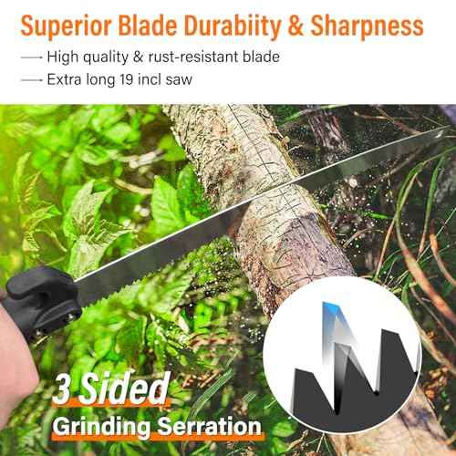 Manual Pole Saws for Tree Trimming,Reach 26 FT Telescoping Pole Saws with Long Pole,Tree Saw with 19" 3X Detachable Saw,Non-Slip Handle and Gloves,Tree Trimmer for Yard Garden Tree Palm Shrub